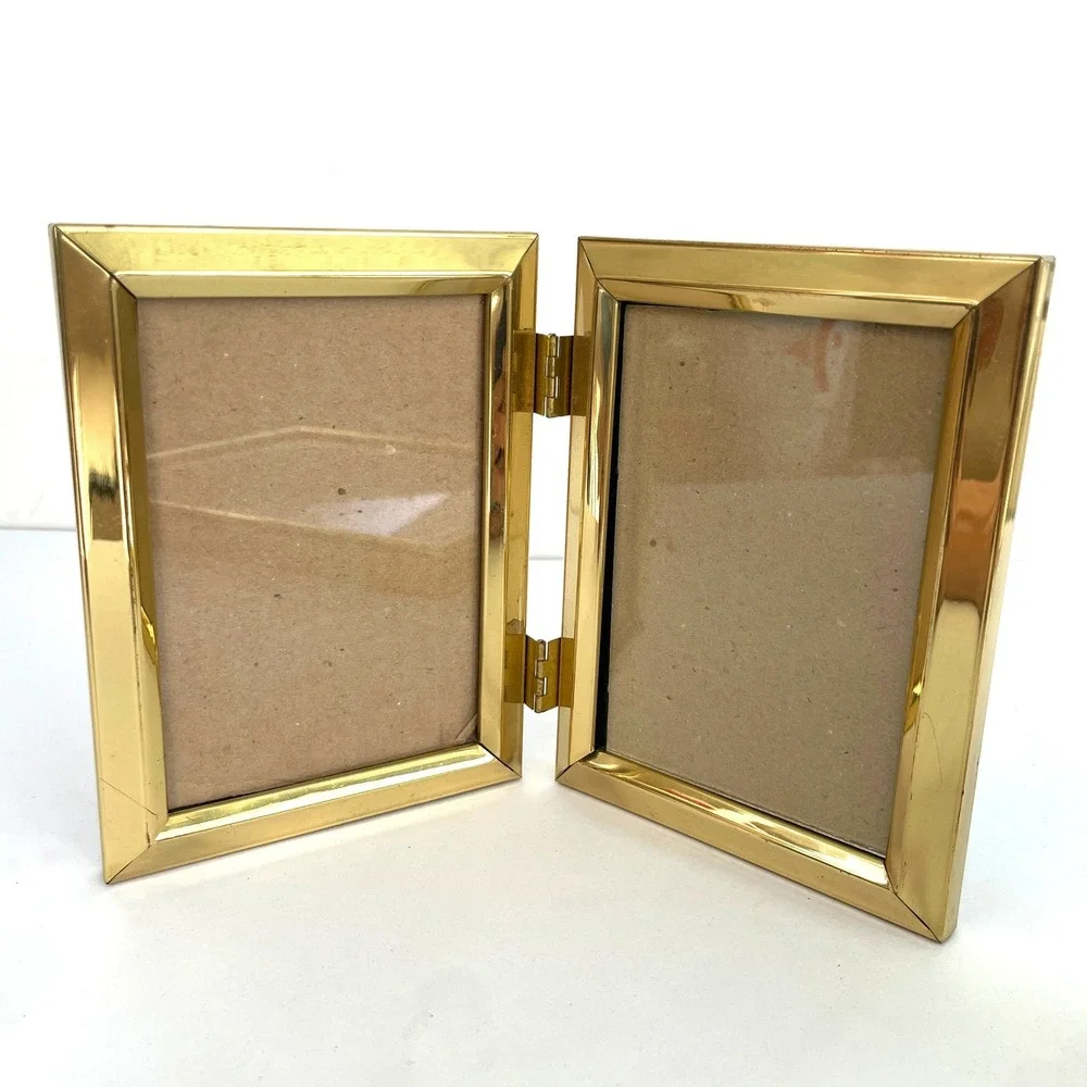 Vintage Brass Gold Picture Frame Set‎ Rope Detail Hinged Double Frames 5x7 8x10